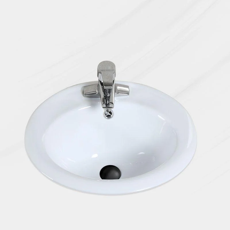 Classical Basin Sink Solid Color Porcelain Bathroom Sink in White -Bathlova