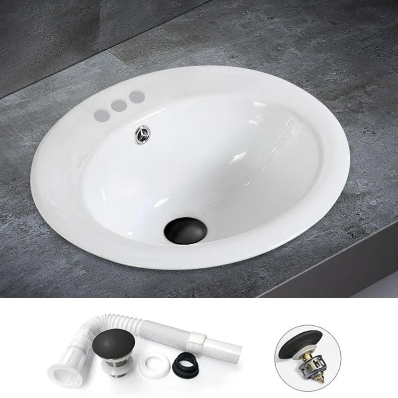 Classical Basin Sink Solid Color Porcelain Bathroom Sink in White -Bathlova