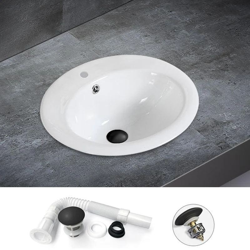 Classical Basin Sink Solid Color Porcelain Bathroom Sink in White -Bathlova