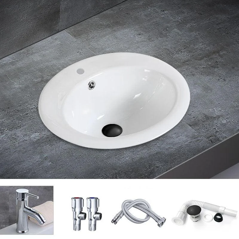 Classical Basin Sink Solid Color Porcelain Bathroom Sink in White -Bathlova