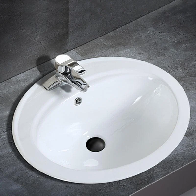 Classical Basin Sink Solid Color Porcelain Bathroom Sink in White -Bathlova