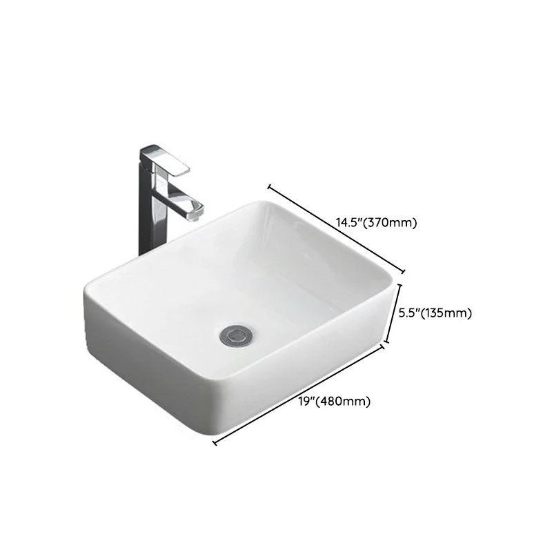 Classical White Bathroom Sink Porcelain Trough Bathroom Sink -Bathlova