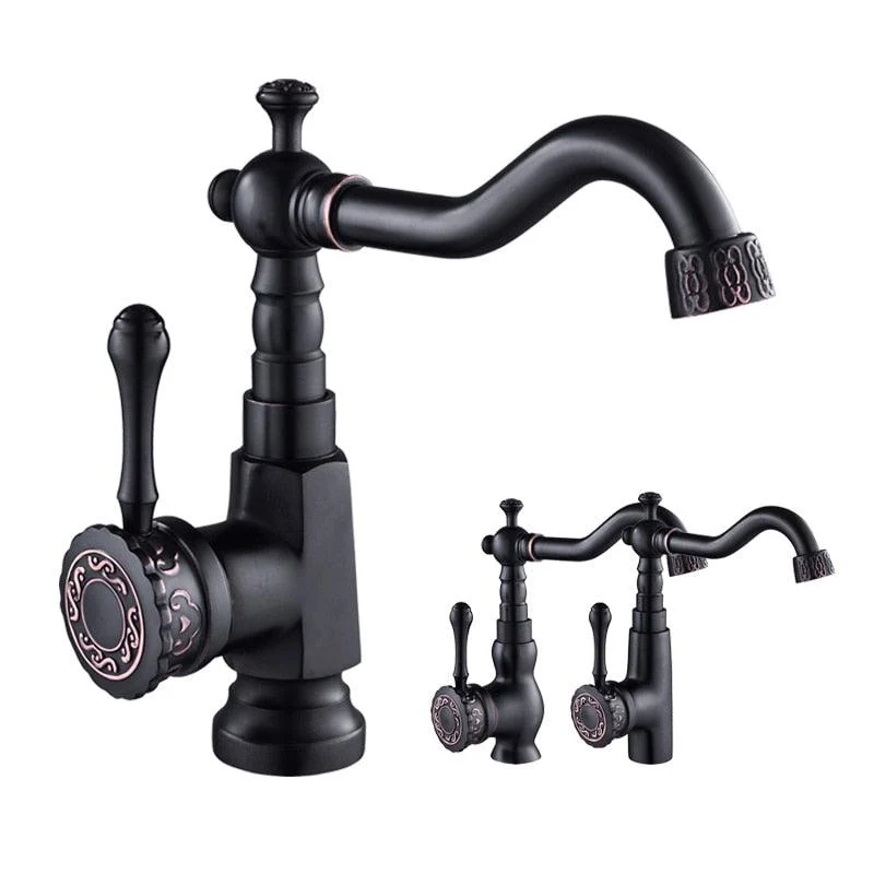 Cold And Hot Mixer Tap Carved Tap 360 Swivel Pipe Sink Mixer Crane -Bathlova