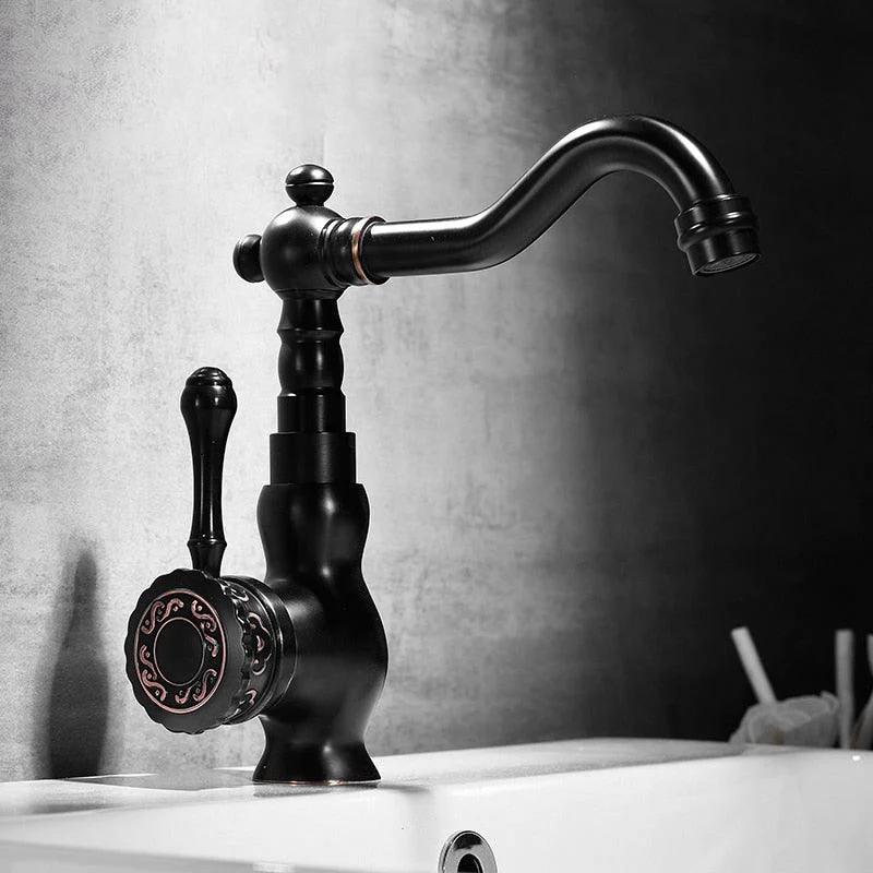 Cold And Hot Mixer Tap Carved Tap 360 Swivel Pipe Sink Mixer Crane -Bathlova