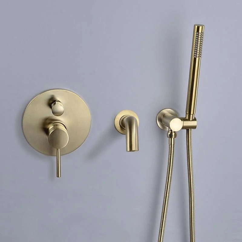 Cold and Hot Wall Mounted Bathtub Tap Gold Finish Tub Tap with Shower Head -Bathlova