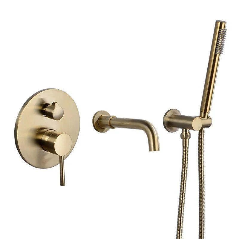 Cold and Hot Wall Mounted Bathtub Tap Gold Finish Tub Tap with Shower Head -Bathlova