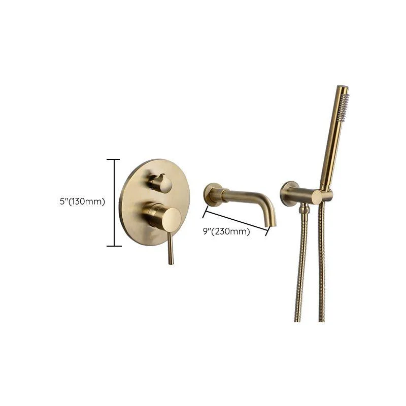 Cold and Hot Wall Mounted Bathtub Tap Gold Finish Tub Tap with Shower Head -Bathlova