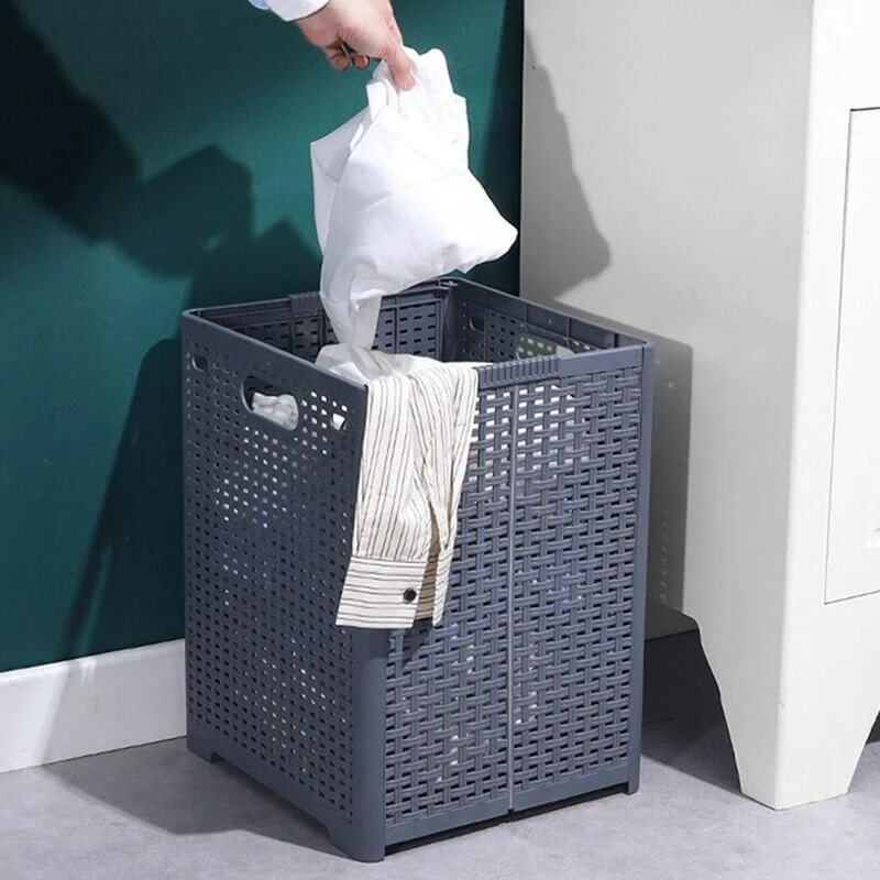 Collapsible Plastic Laundry Basket -Bathlova