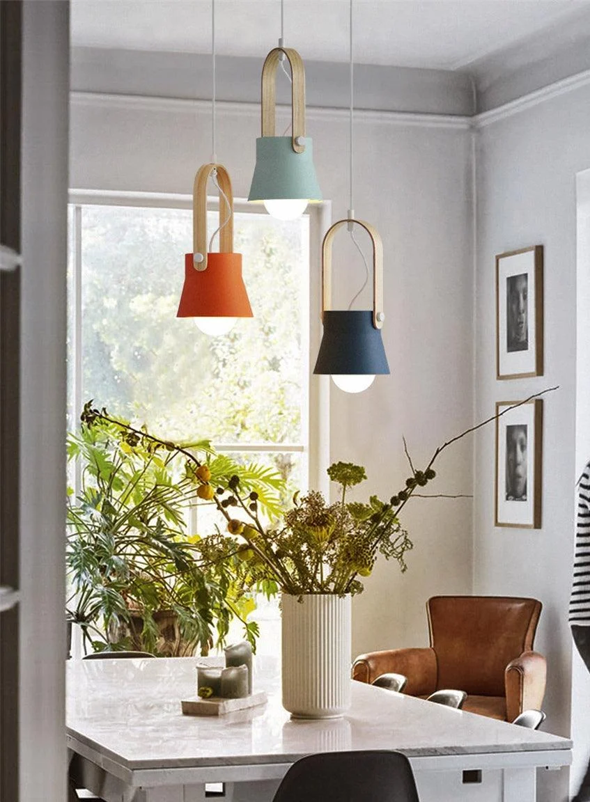 Colorful Modern Nordic Wood Pendant Lights -Bathlova