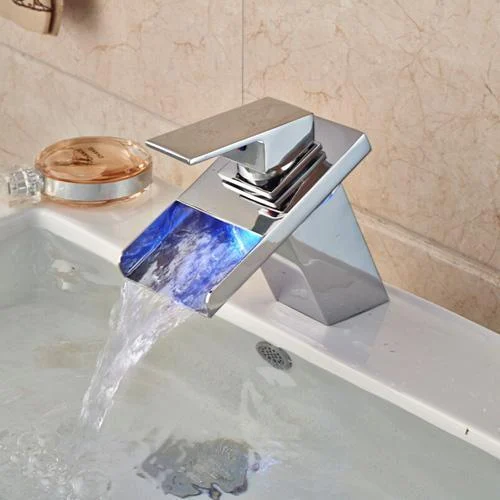 Colour Changing LED RGB Basin Sink Deck Mount Tap -Bathlova