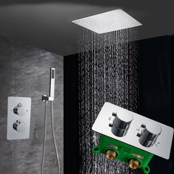 Concealed Chrome Thermostatic Shower Tap Dual Handle Set -Bathlova