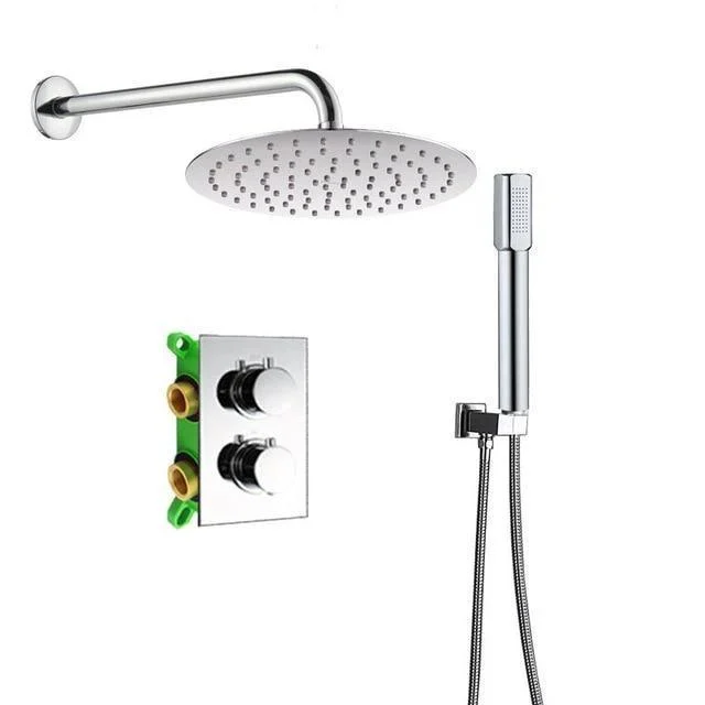 Concealed Chrome Thermostatic Shower Tap Dual Handle Set -Bathlova