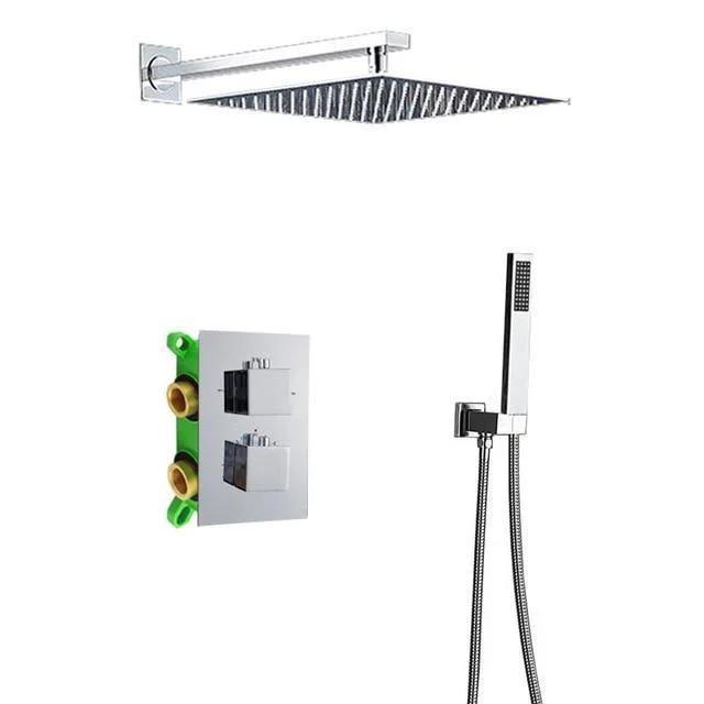 Concealed Chrome Thermostatic Shower Tap Dual Handle Set -Bathlova