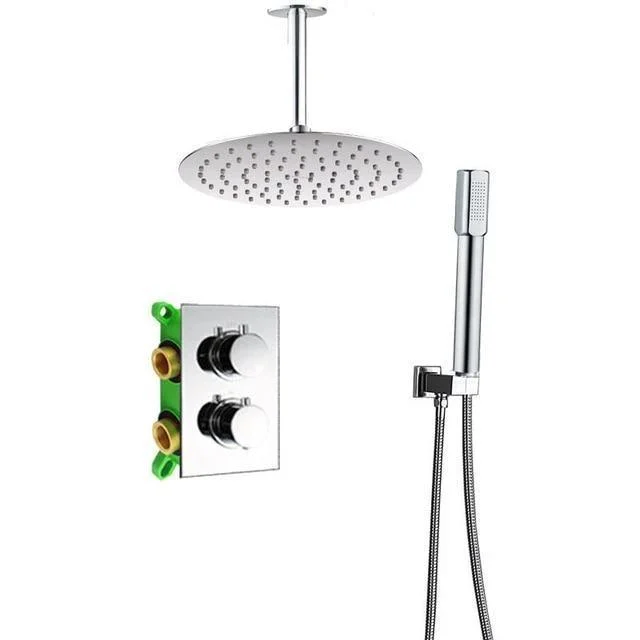 Concealed Chrome Thermostatic Shower Tap Dual Handle Set -Bathlova