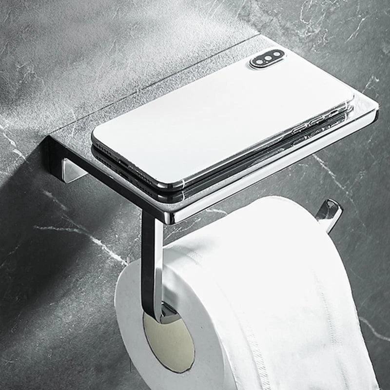 Contemporary 2-Piece Bathroom Set in Stainless Steel Polished Chrome Paper Holder -Bathlova