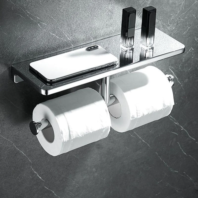 Contemporary 2-Piece Bathroom Set in Stainless Steel Polished Chrome Paper Holder -Bathlova