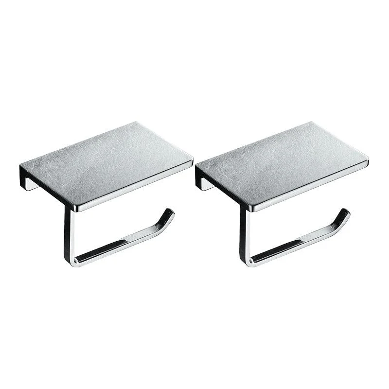 Contemporary 2-Piece Bathroom Set in Stainless Steel Polished Chrome Paper Holder -Bathlova