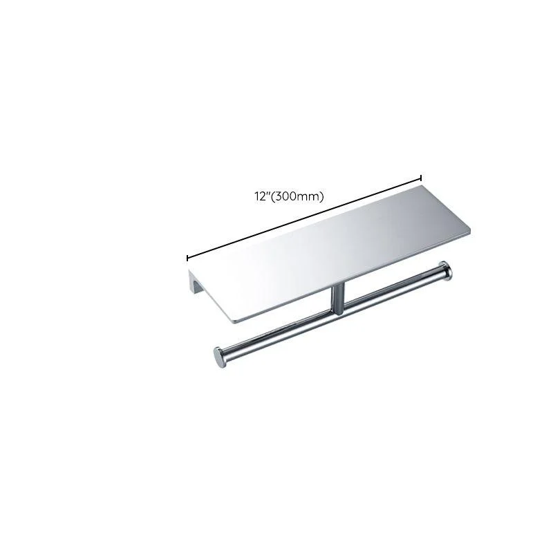 Contemporary 2-Piece Bathroom Set in Stainless Steel Polished Chrome Paper Holder -Bathlova