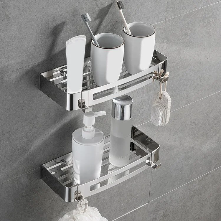 Contemporary 2/3-Piece Bathroom Accessory Set Geometric Bath Shelf in Stainless Steel -Bathlova