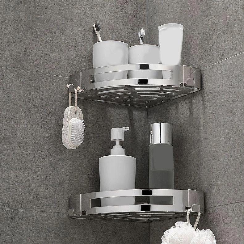 Contemporary 2/3-Piece Bathroom Accessory Set Geometric Bath Shelf in Stainless Steel -Bathlova