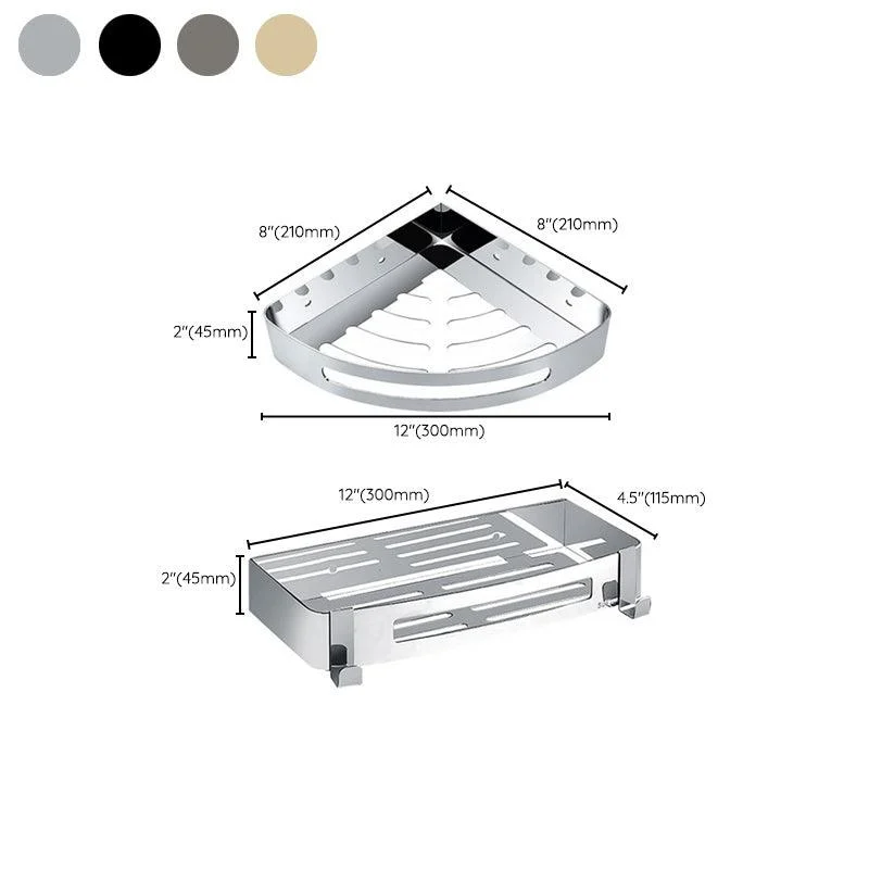 Contemporary 2/3-Piece Bathroom Accessory Set Geometric Bath Shelf in Stainless Steel -Bathlova