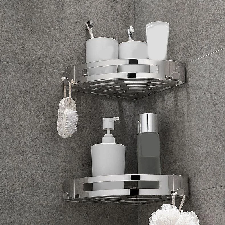 Contemporary 2/3-Piece Bathroom Accessory Set Geometric Bath Shelf in Stainless Steel -Bathlova