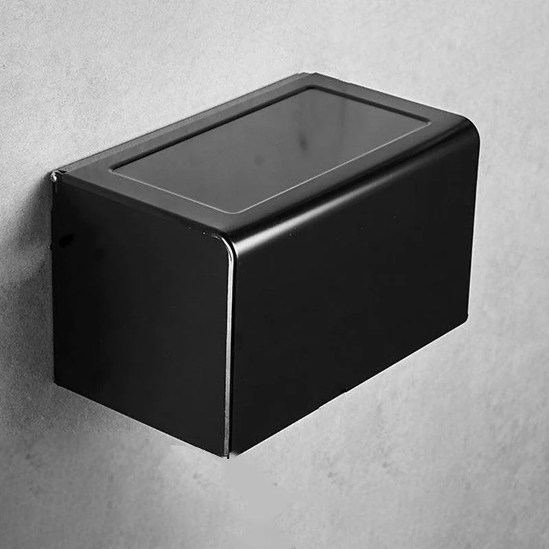 Contemporary 8-Piece Bathroom Hardware Set Matte Black Bath Shelf/Paper Holder/Robe Hooks -Bathlova