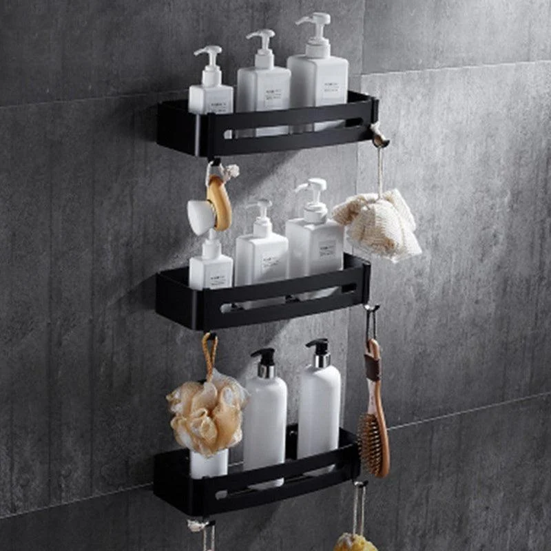 Contemporary 8-Piece Bathroom Hardware Set Matte Black Bath Shelf/Paper Holder/Robe Hooks -Bathlova