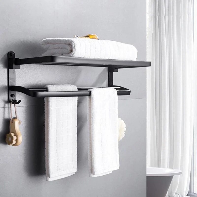 Contemporary 8-Piece Bathroom Hardware Set Matte Black Bath Shelf/Paper Holder/Robe Hooks -Bathlova