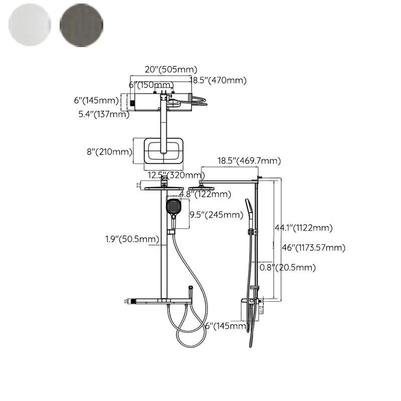 Contemporary Adjustable Spray Pattern Wall Mounted Shower Head Combo -Bathlova