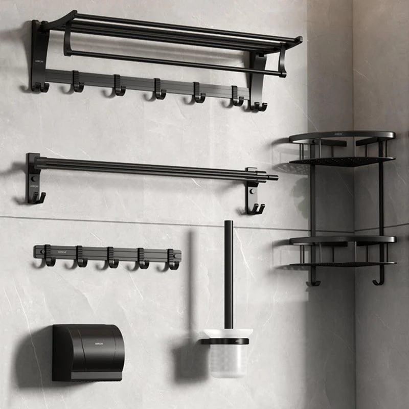 Contemporary Aluminum Bath Hardware Set Black Bathroom Accessory Kit -Bathlova