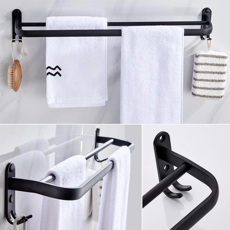 Contemporary Aluminum Bath Hardware Set Black Bathroom Accessory Kit -Bathlova