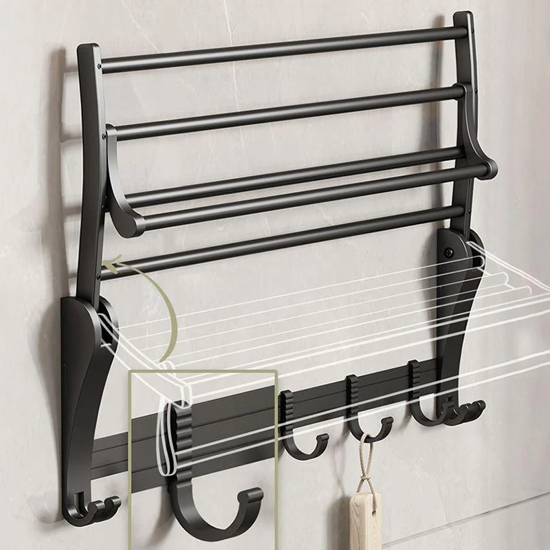 Contemporary Aluminum Bath Hardware Set Black Bathroom Accessory Kit -Bathlova