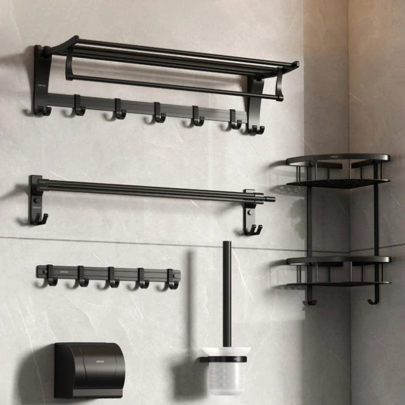 Contemporary Aluminum Bath Hardware Set Black Bathroom Accessory Kit -Bathlova