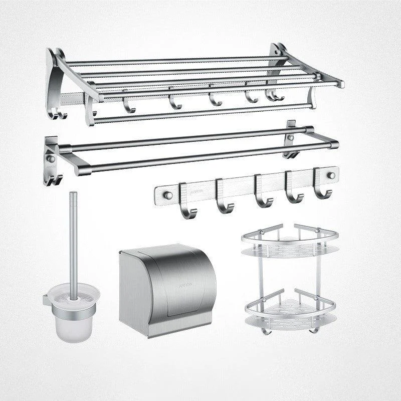 Contemporary Aluminum Bath Hardware Set Black Bathroom Accessory Kit -Bathlova