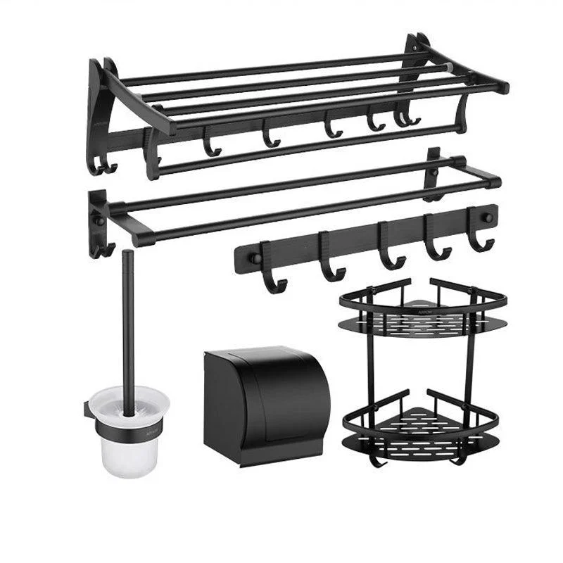 Contemporary Aluminum Bath Hardware Set Black Bathroom Accessory Kit -Bathlova