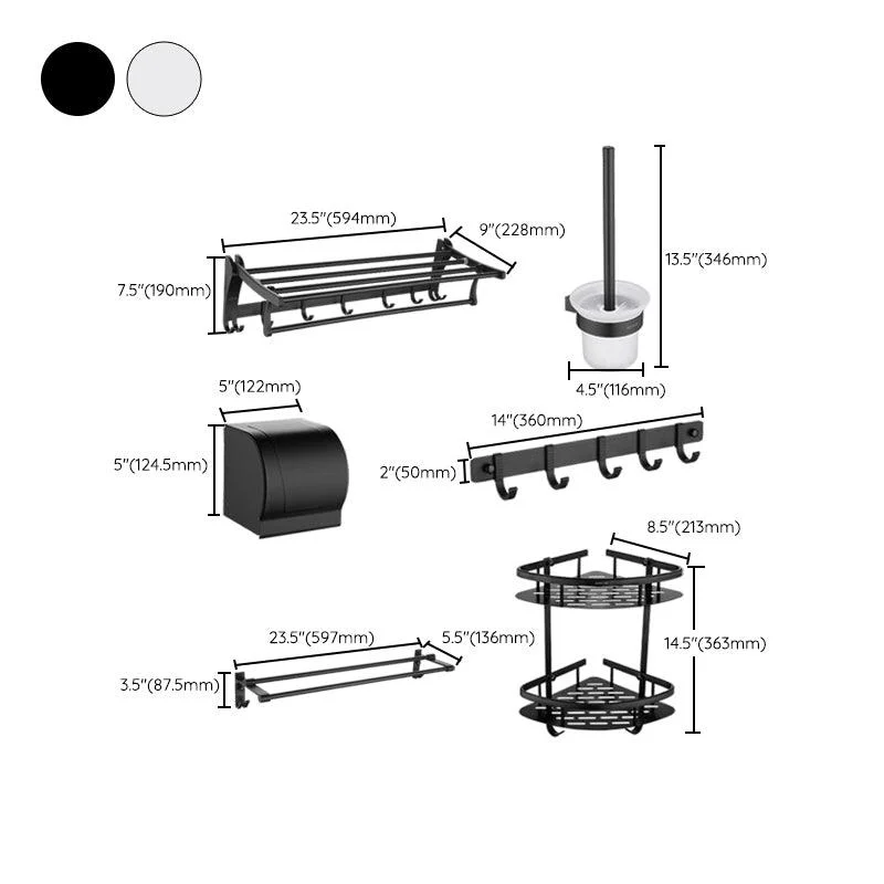 Contemporary Aluminum Bath Hardware Set Black Bathroom Accessory Kit -Bathlova