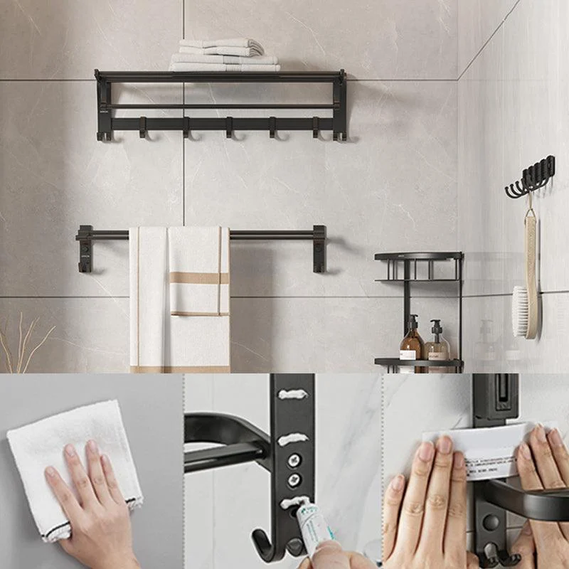 Contemporary Aluminum Bath Hardware Set Black Bathroom Accessory Kit -Bathlova