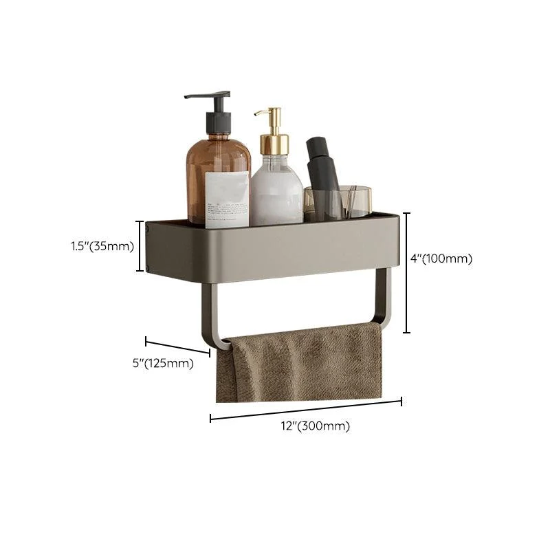 Contemporary Aluminum Bathroom Accessory Set Gray Bath Shelf -Bathlova