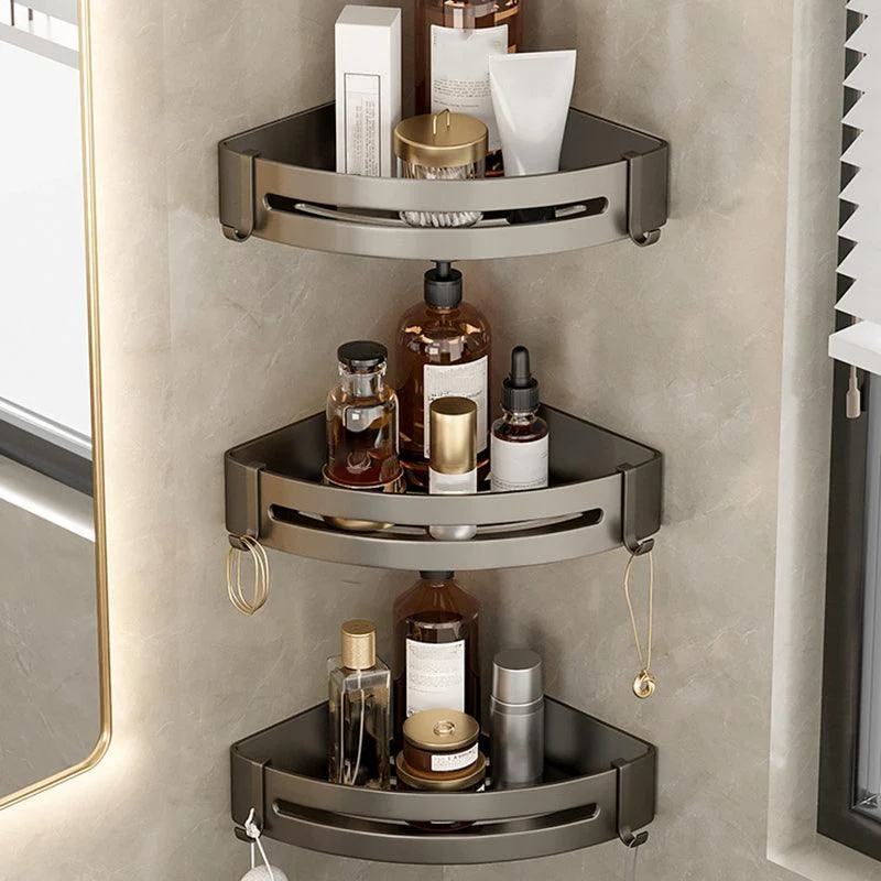 Contemporary Aluminum Bathroom Accessory Set Gray Bath Shelf -Bathlova