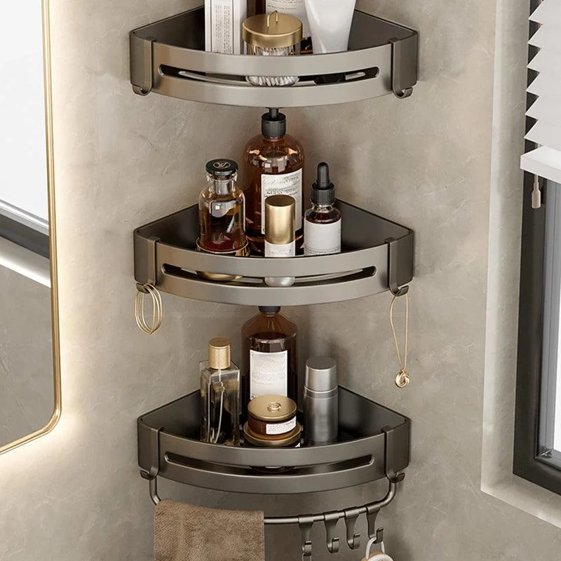 Contemporary Aluminum Bathroom Accessory Set Gray Bath Shelf -Bathlova