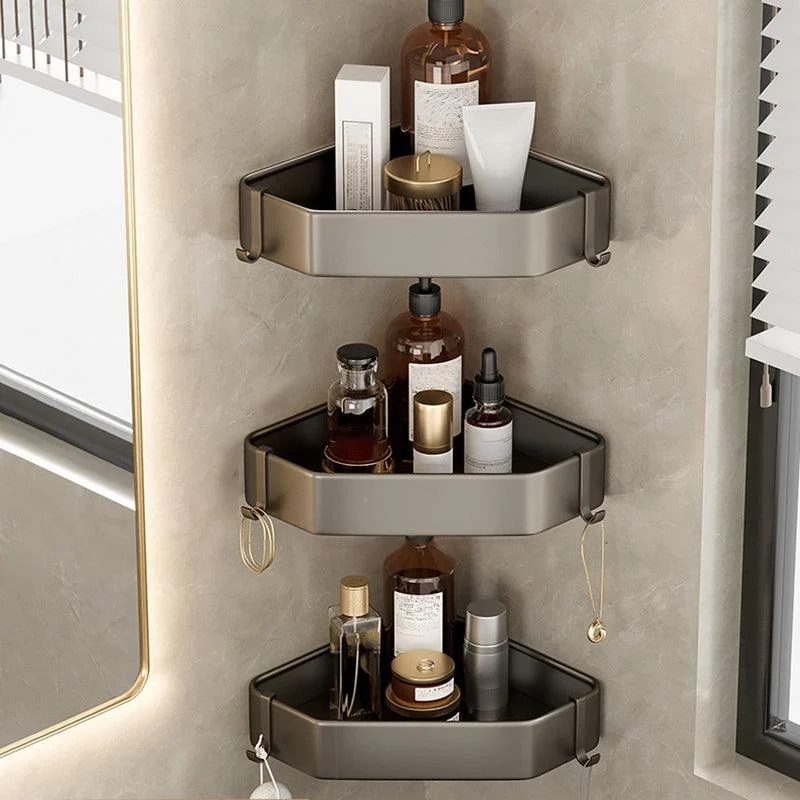 Contemporary Aluminum Bathroom Accessory Set Gray Bath Shelf -Bathlova