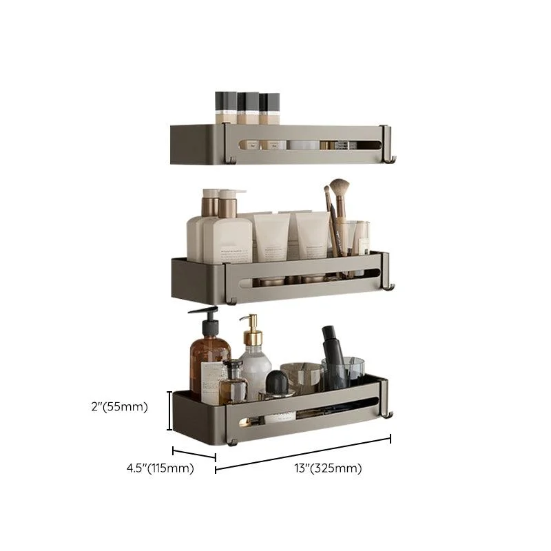 Contemporary Aluminum Bathroom Accessory Set Gray Bath Shelf -Bathlova