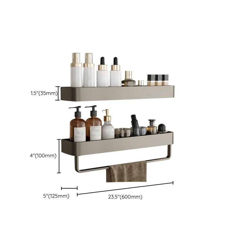 Contemporary Aluminum Bathroom Accessory Set Gray Bath Shelf -Bathlova