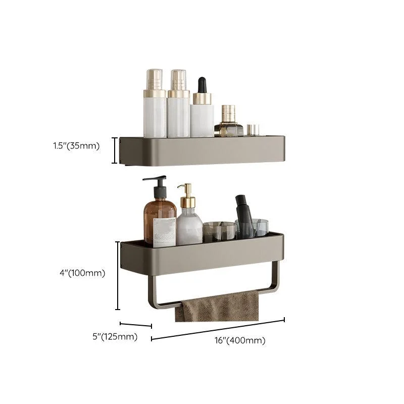 Contemporary Aluminum Bathroom Accessory Set Gray Bath Shelf -Bathlova