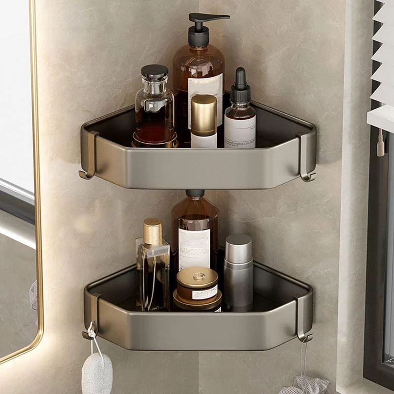 Contemporary Aluminum Bathroom Accessory Set Gray Bath Shelf -Bathlova