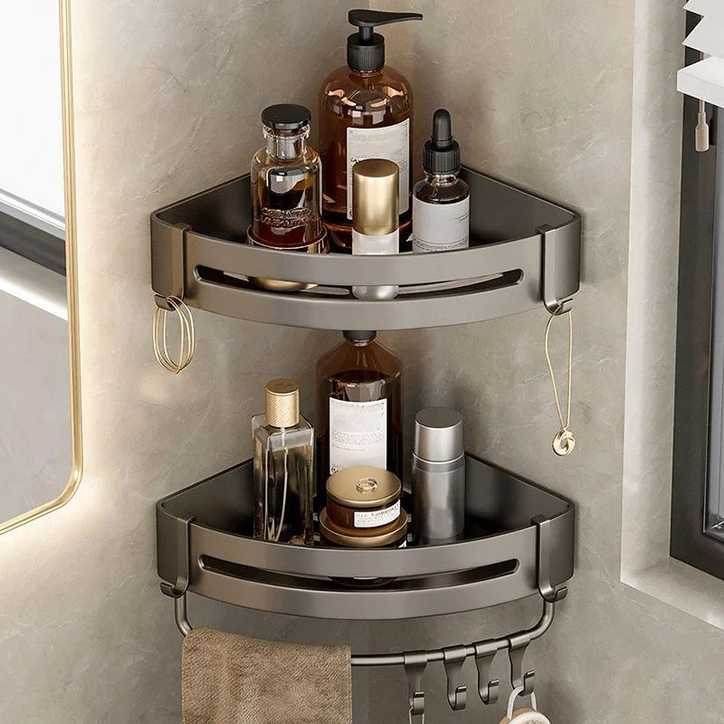 Contemporary Aluminum Bathroom Accessory Set Gray Bath Shelf -Bathlova