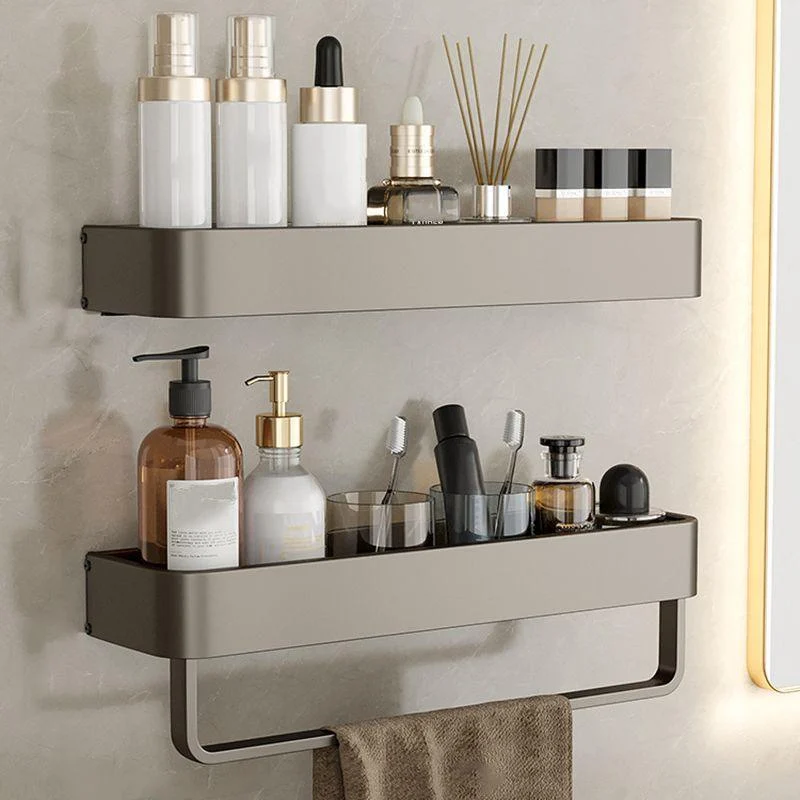 Contemporary Aluminum Bathroom Accessory Set Gray Bath Shelf -Bathlova