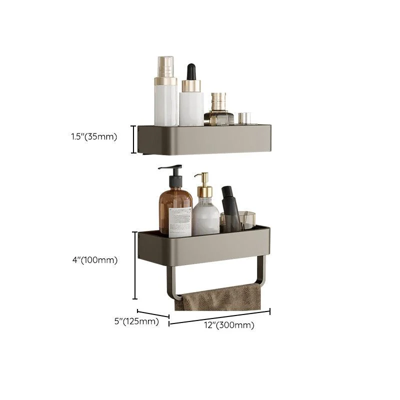 Contemporary Aluminum Bathroom Accessory Set Gray Bath Shelf -Bathlova