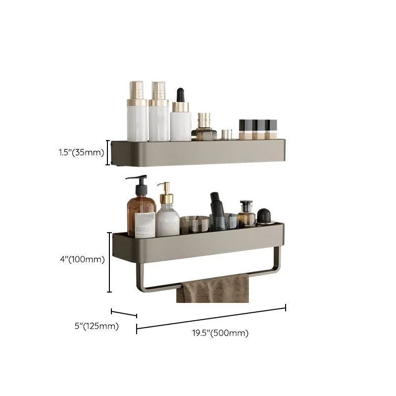 Contemporary Aluminum Bathroom Accessory Set Gray Bath Shelf -Bathlova